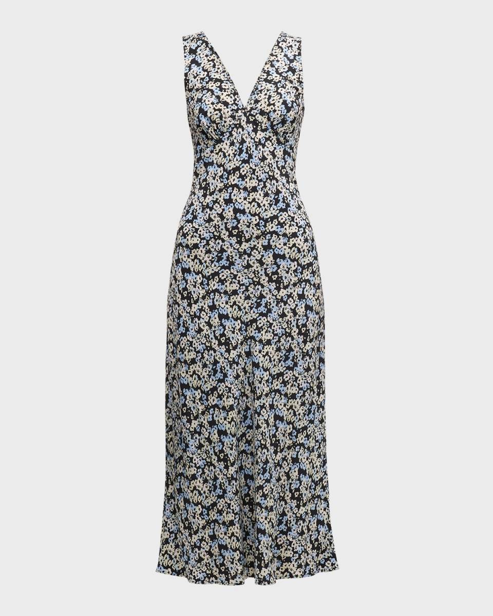Audrina Floral Crepe Midi Dress